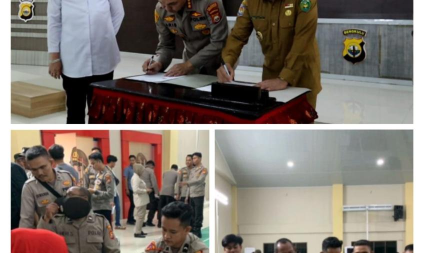 akti Kesehatan Polri Presisi, Polresta Bengkulu-PMI MoU dan Gelar Kegiatan Donor Darah