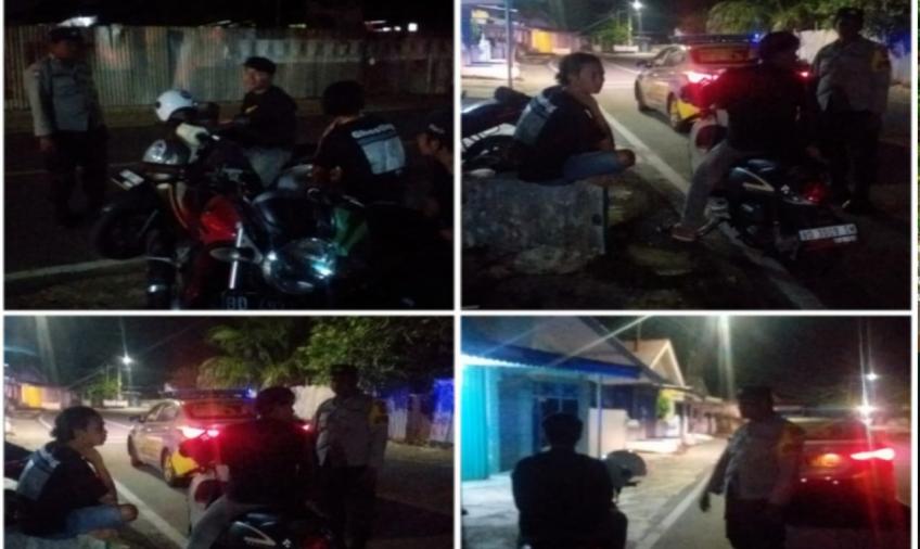 Patroli Malam Hari, Polsek Teluk Segara Berikan Imbaun Kamtibmas kepada Masyarakat yang Nongkrong