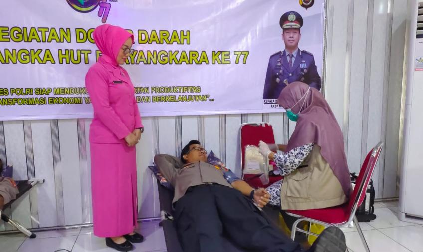 Sambut Hut Bahayangkara Ke 77, Polres Mukomuko Gelar Aksi Donor Darah