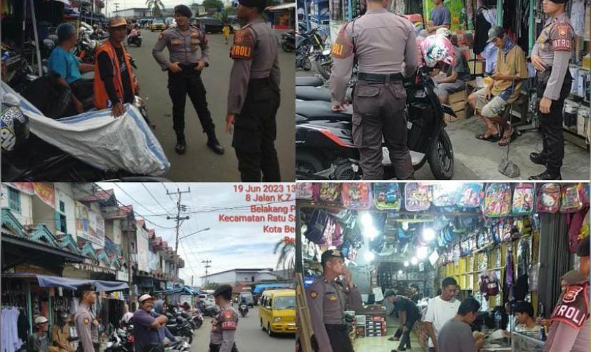 Patroli Dialogis, Sat Samapta Polresta Bengkulu Sasar Pengunjung dan Pedagang Pasar Minggu 