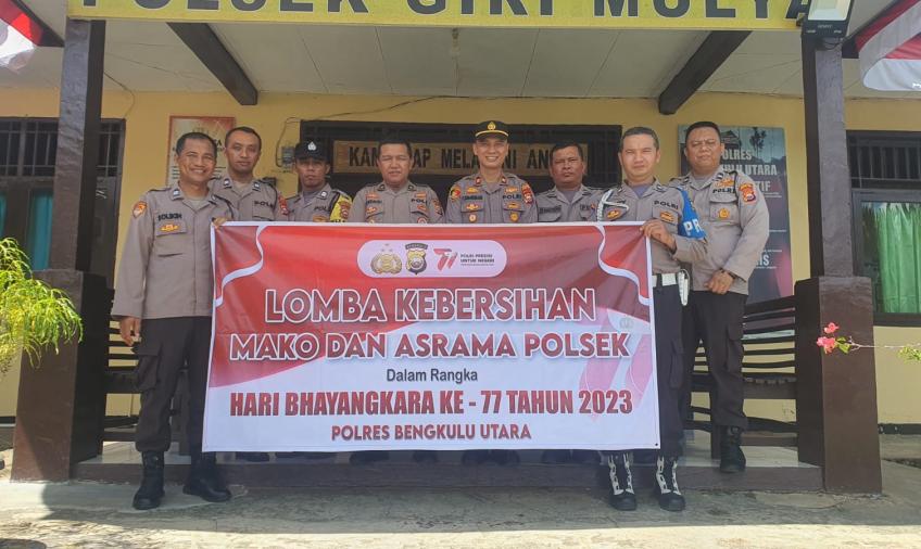 Polsek Giri Mulya Sambut Tim Penilai Kebersihan Mako dan Asrama Dari Polres Bengkulu Utara