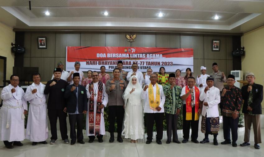 Polres Bengkulu Utara Gelar Doa lintas Agama Sambut Hari Bhayangkara ke-77