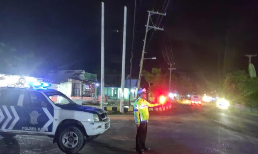 Polres Kaur Gelar Patroli Blue light di Bundaran Tugu Kasuk Baru