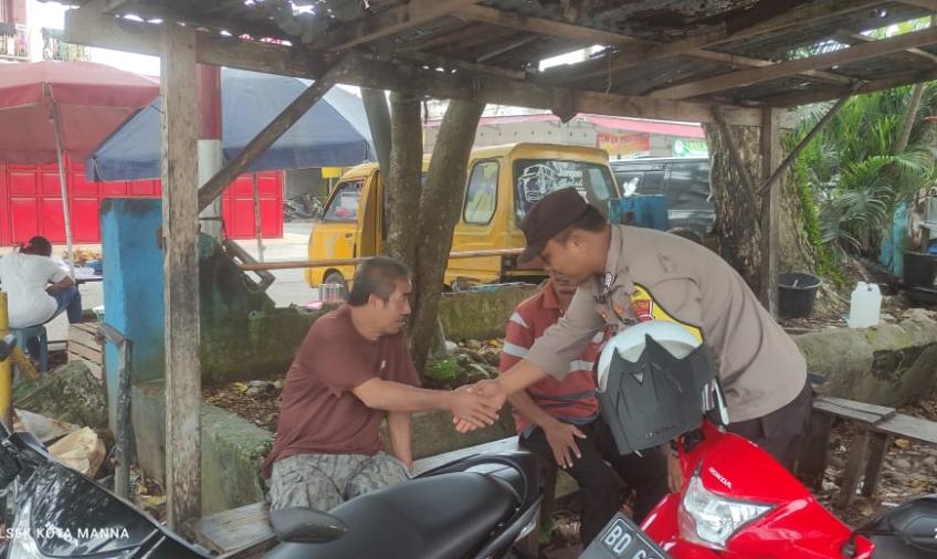 Sambangi Pangkalan Ojek, Patroli Polsek Kota Manna Sampaikan Imbauan Kamtibmas 
