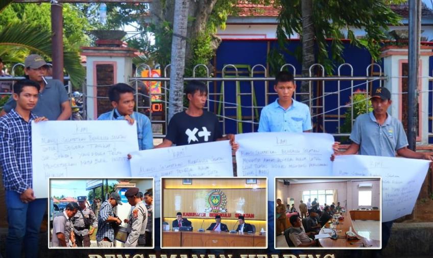 Polres Bengkulu Selatan Kawal Aksi Damai Dari Aliansi Selamatkan Bengkulu Selatan di DPRD Bengkulu Selatan  