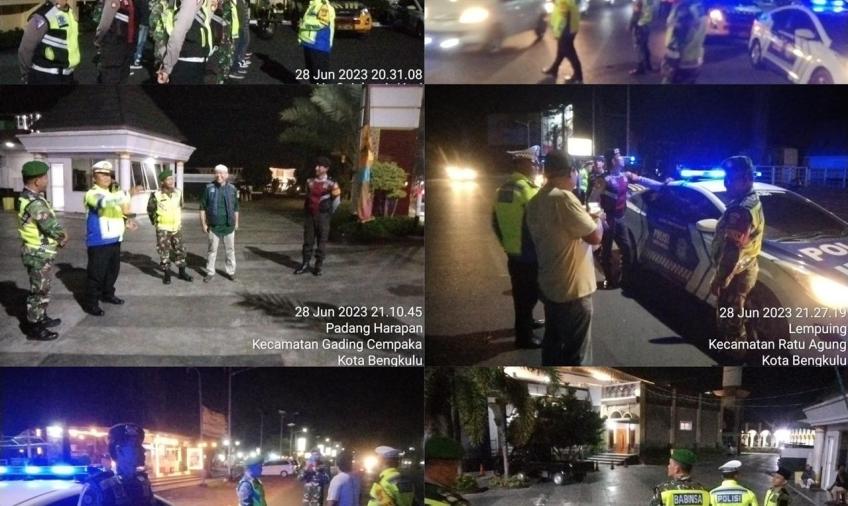 Sinergitas TNI-Polri, Polresta Bengkulu Patroli Gabungan Laksanakan Pengaman Takbir Keliling 