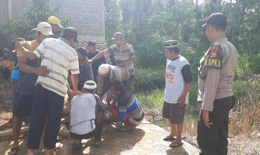 Polsek Padang Jaya Monitoring Pemotongan Hewan Kurban