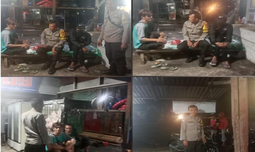 Patroli Malam, Polsek Teluk Segara Sambang dan Berikan Imbauan Kamtibmas Kepada Remaja 
