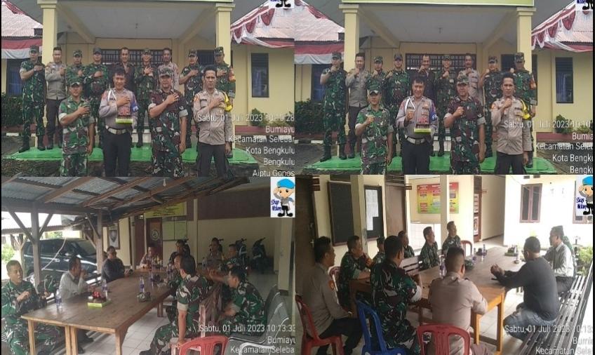HUT Bhayangkara Ke- 77, Polsek Selebar Terima Kunjungan dan Ucapan Dari Koramil 407-07 Kampung Melayu 