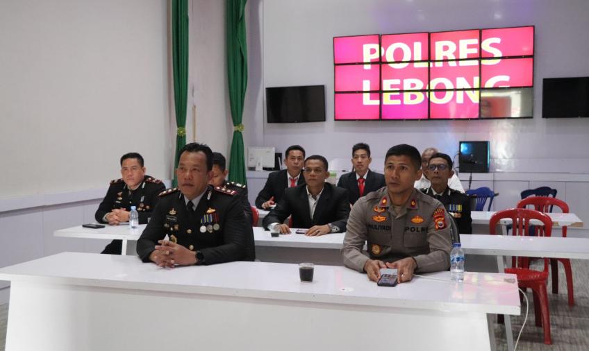 Polres Lebong Ikuti Upacara Pembinaan Tradisi Peringatan Hari Bhayangkara Ke-77 Secara Daring