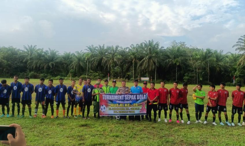 Polsek Giri Mulya Hadiri Pembukaan Turnamen Bola Kaki di Desa Suka Makmur
