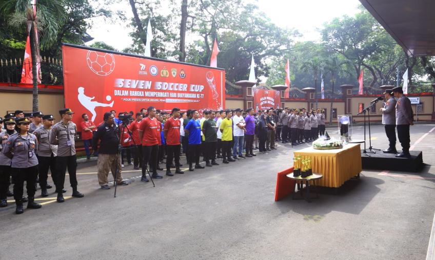 Wujudkan Pemilu Damai 2024, Polri Bersama Wartawan Gelar Bhayangkara Presisi Seven Soccer Cup
