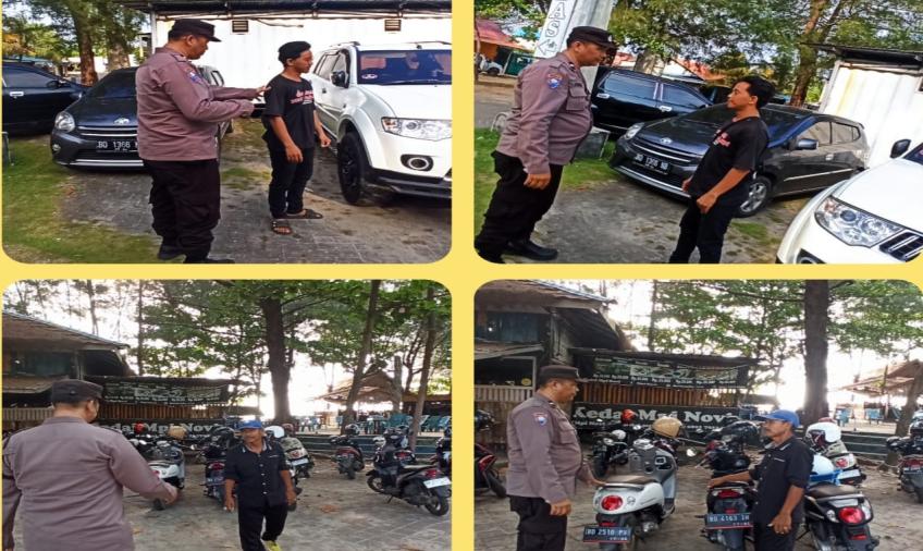 Personel Polsek Teluk Segara Patroli Sore di Pantai Zakat