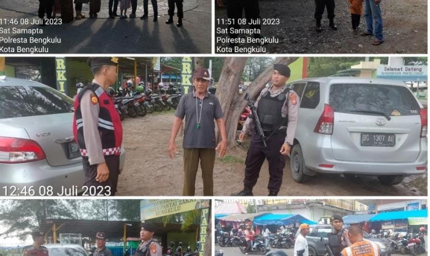 Patroli Mobiling, Sat Samapta Polresta Bengkulu Sasar Pengunjung Pantai Panjang da Petugas Parkir PTM