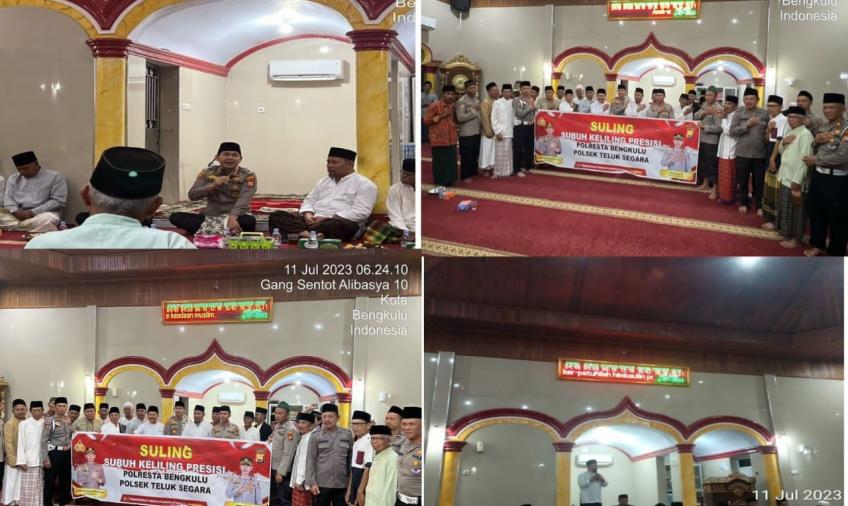 Gelar Subuh Keliling di Masjid Baiturahman Kelurahan Bajak, Kapolresta Bengkulu Sampaiakan Imbaun Kamtibmas
