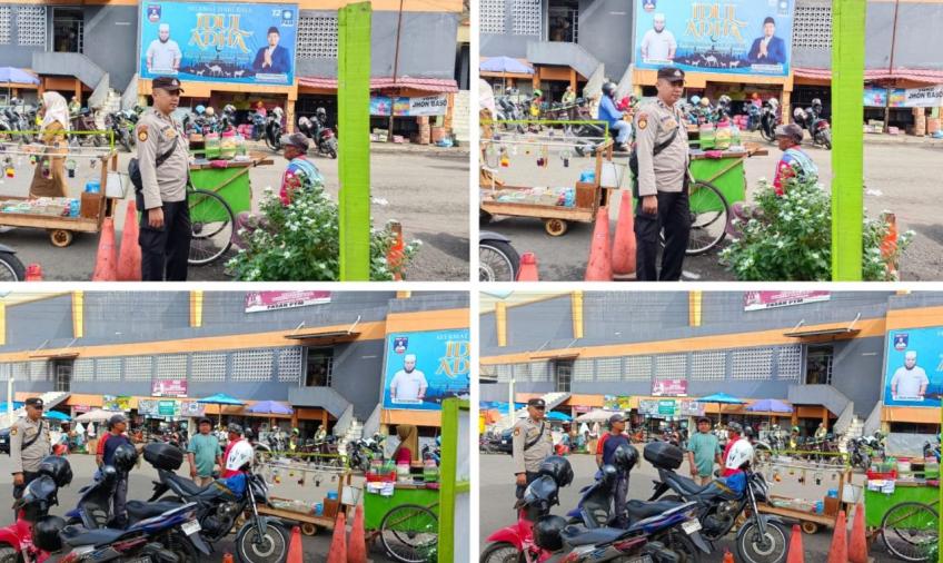 Polsek Ratu Samban, Patroli Sambang Bersama Pedagang dan Pengunjung Pasar Minggu