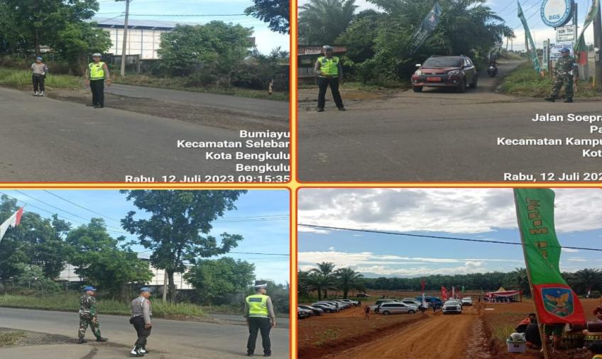 Sat Lantas Polresta Bengkulu Gelar Pengamanan Lalin Kegiatan Upacara Pembukaan TMMD Reguler ke-117 Kodim 0407