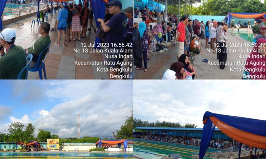 Polsek Ratu Agung Monitoring Kejuaran Renang Se - provinis Bengkulu
