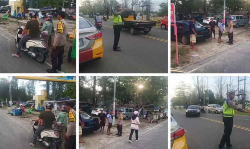 Polsek Ratu Samban Patroli Sore Hari, Sampaikan Imbauan Kmatibmas kepada Warga