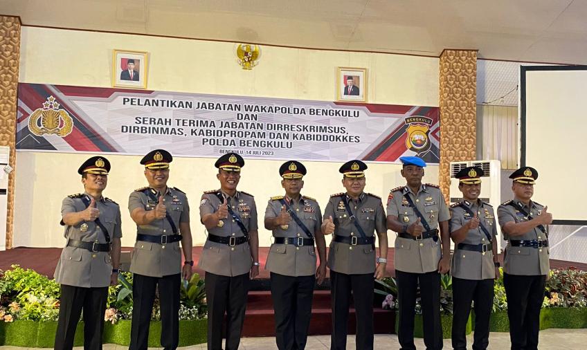 Wakapolda dan 3 Pejabat Utama Polda Bengkulu Dilantik, Kapolda Tekankan Sinergitas  
