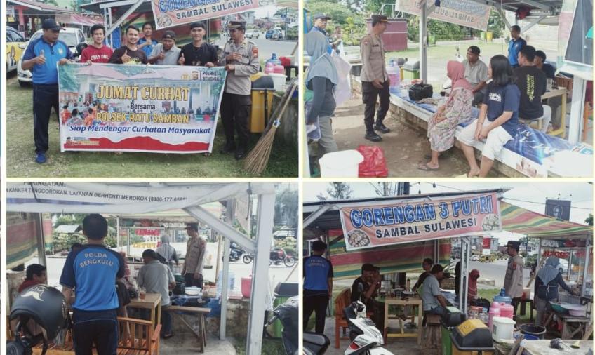 Kapolsek Ratu Samban Jumat Curhat Bersama Pedagang Gorengan