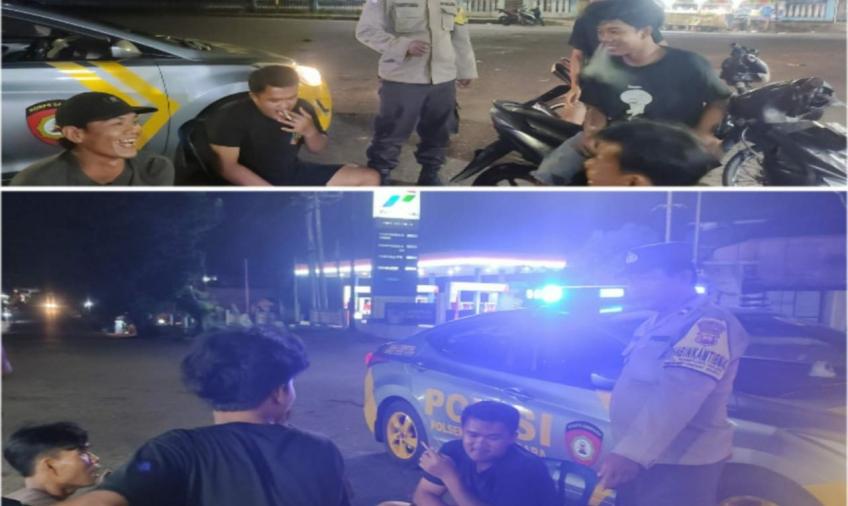 Patroli Malam Hari, Polsek Teluk Segara Berikan Imbaun Secara Humanis Kepada Masyarakat