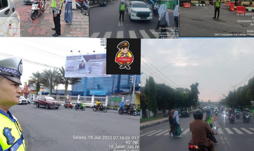 Berikan Keaman dan Kelancaran Bagi Pengendara, Sat Lantas Polresta Bengkulu Laksanakan Gatur Lalin Pagi Hari