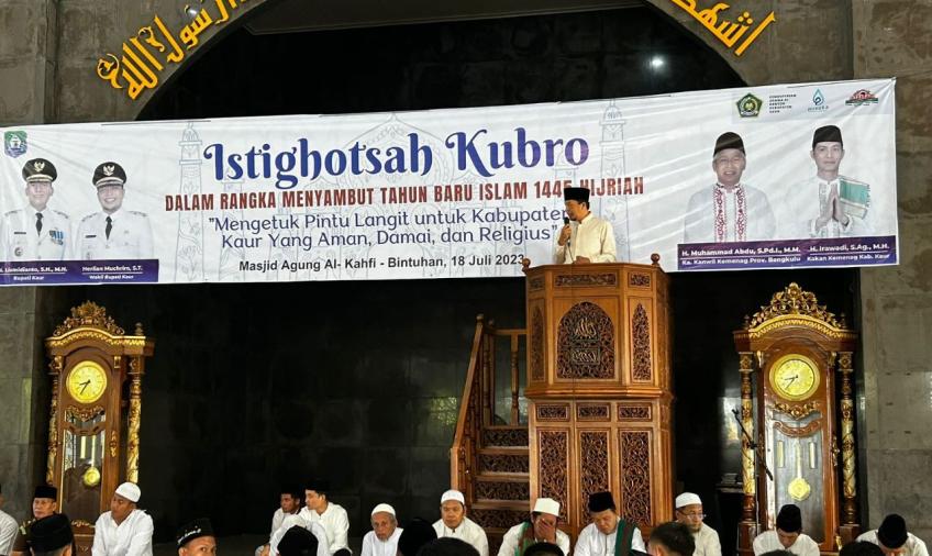 Sambut Tahun Baru Islam 1445 Hijriah, Kapolres Kaur Hadiri Kegiatan Istighosah Kubro