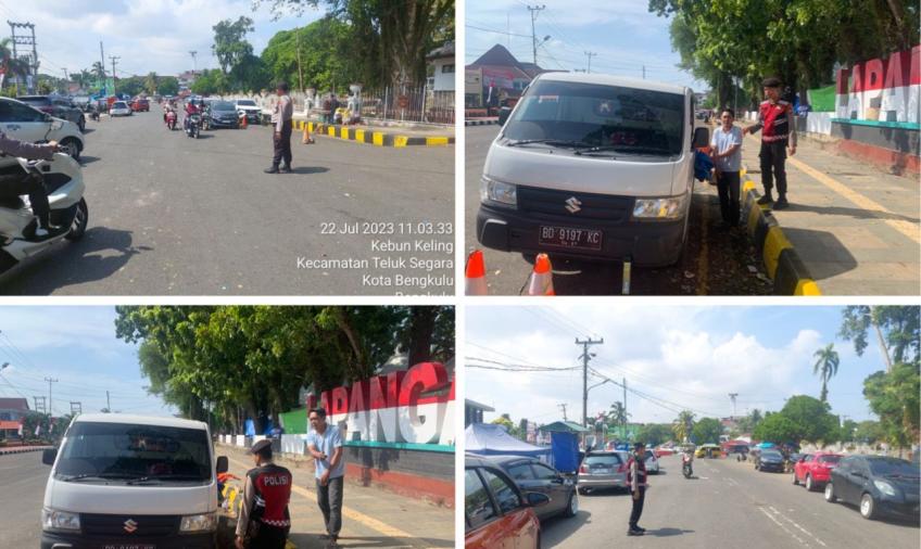 Permudah Mobilitas Pelayanan, Sat Samapta Polresta Bengkulu Tertibkan Pedagang Kaki Lima yang Berjualan di Depan Mako
