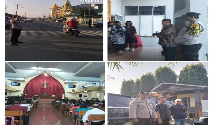 Ibadah Kebaktian Mingguan di Gereja, Polsek Ratu Agung Berikan Pengamanan