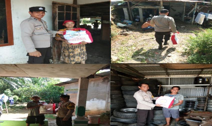 Bhabinkamtibmas Polsek Selebar Salurkan Bantuan Paket Sembako dari Presiden RI kepada Warga Kurang Mampu