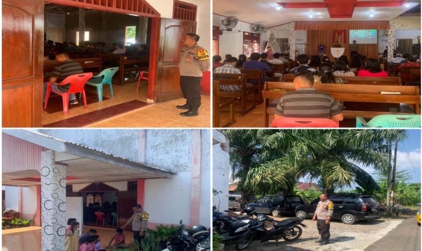 Polsek Muara Bangkahulu Laksanakan Montoring dan Pengamanan Ibadah Minggu di Gereja Pante Kosta Medan Baru