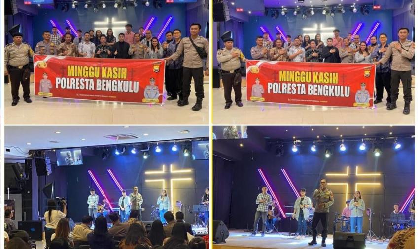 Kembali Gelar Minggu Kasih, Polresta Bengkulu Sambangi Gereja GBI Rayon 13