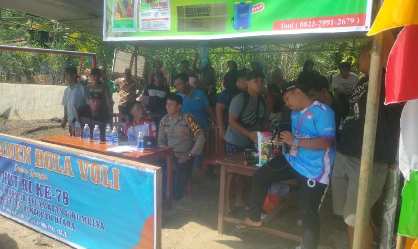 Wujudkan Keamanan, Polsek Giri Mulya Melakukan Sambang Turnamen Bola Voly di Desa Suka Makmur