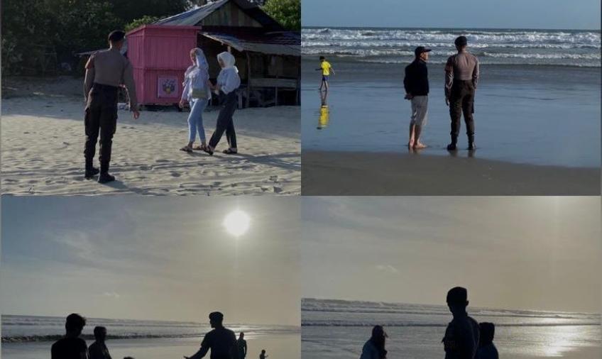 Sat Samapta Patroli Mobiling Sore Hari, Sampaikan Imbauan Kamtibmas kepada Pengunjung Pantai Panjang