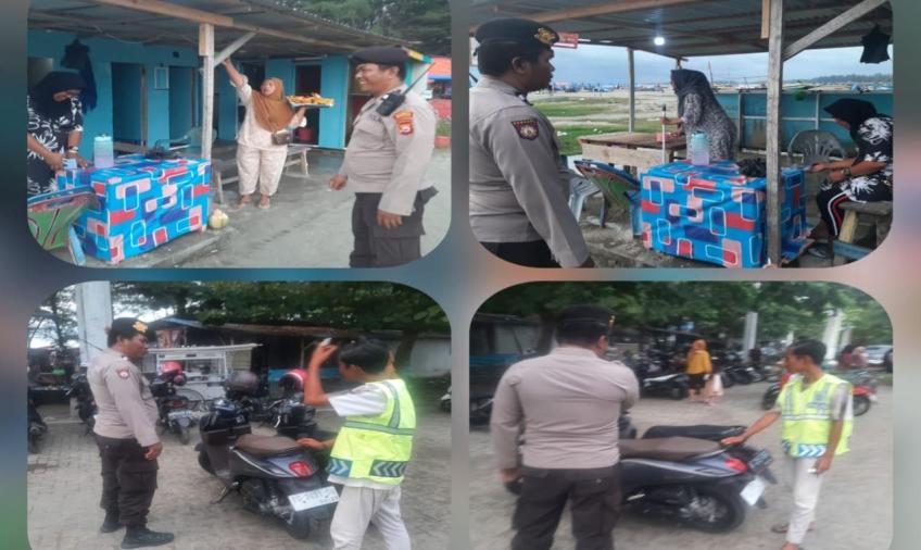 Personel Polsek Teluk Segara Patroli Mobiling, Sambangi Penendara Motor dan Petugas Parkir