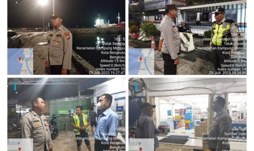 Lakukan Pengamanan, Personel Polsek KSKP Pulau Baai Patroli Malam di Seputaran Wilayah Hukum