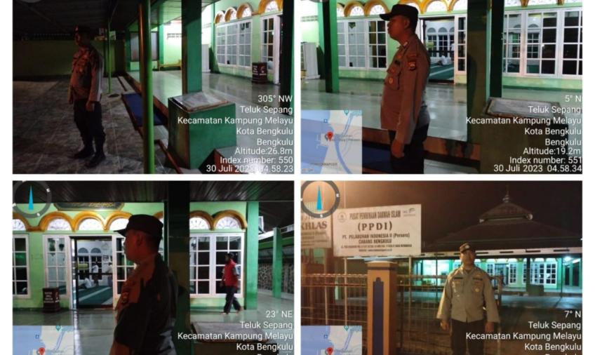Tingkatkan Kewaspadaan, Polsek KSKP Pulau Baai Lakukan Pengamanan Shalat Subuh