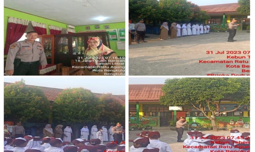 Jadi Pembina Upacara pada Kegiatan Police Go To School, Personel Polsek Ratu Agung Sampaikan Pesan Kamtibmas