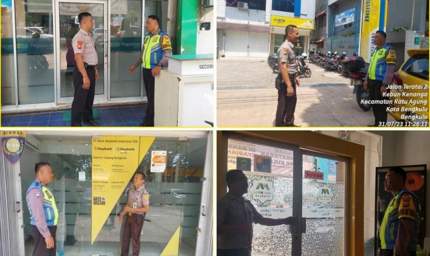 Patroli Sambang, Bhabinkamtibmas Polsek Ratu Samban Sampaikan Pesan Kamtibmas Kepada Satpam