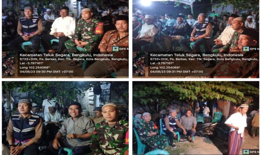 Bhabinkamtibmas Polsek Teluk Segara Hadiri Tabligh Malam ke 3 di Rumah Warga Binaannya