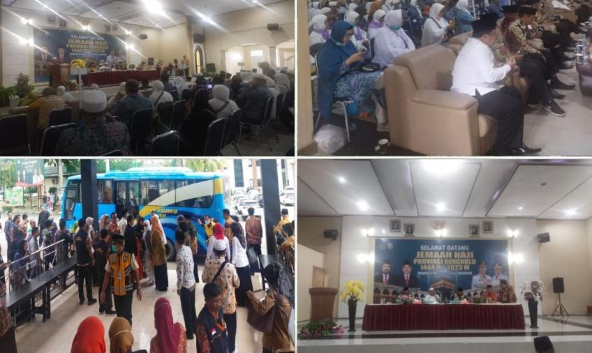 Berikan Pelayanan, Personel Gabungan Polresta Bengkulu dan Polda Bengkulu Lakukan Pengamanan Pemulangan Jemaah Haji Kloter 6 dan 17