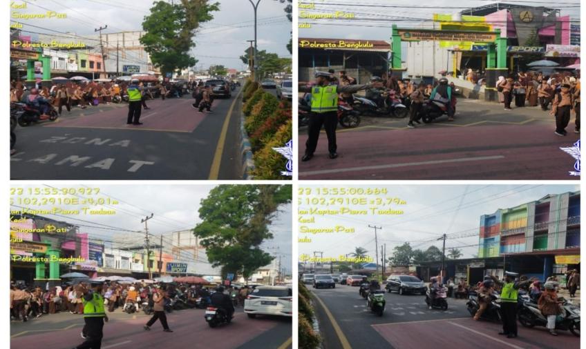 Satlantas Polresta Bengkulu Laksanakan Gatur Lalin Sore Hari