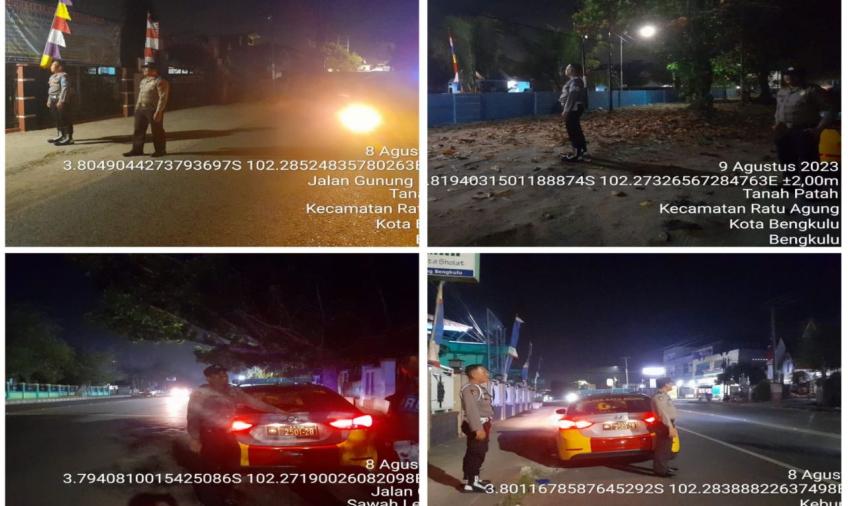 Antisipasi Gangguan Kamtibmas di Wilayah Hukum, Polsek Ratu Agung Patroli Gabungan Bersama Personel Polresta Bengkulu 