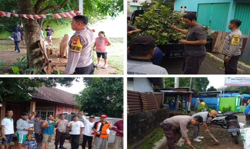 Menyambut HUT RI Ke-78, Bhabinkamtibmas Bersama Warga Melaksanakan Gotong Royong 