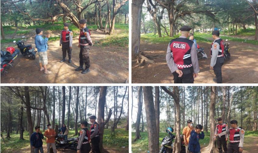 Patroli Mobiling Sore Hari, Sat Samapta Polresta Bengkulu Sambangi Wisatawan Pantai Panjang