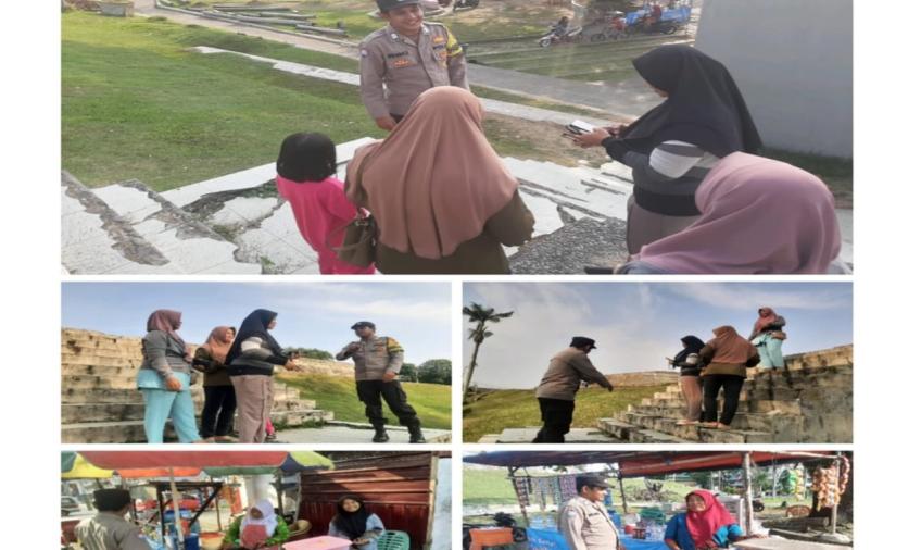 Patroli Mobiling, Personel Polsek Teluk Segara Sampaikan Imbauan Kamtibmas kepada Pedagang