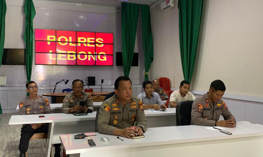 Kapolres Lebong dan Jajaran Ikuti Anev Situasi Kamtibmas dan Anev Posko Presisi Pemilu 2024
