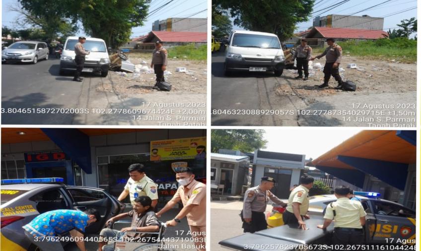 Terlibat Laka Lantas, Polsek Ratu Agung Bantu Evakuasi Korban ke Rumah Sakit 