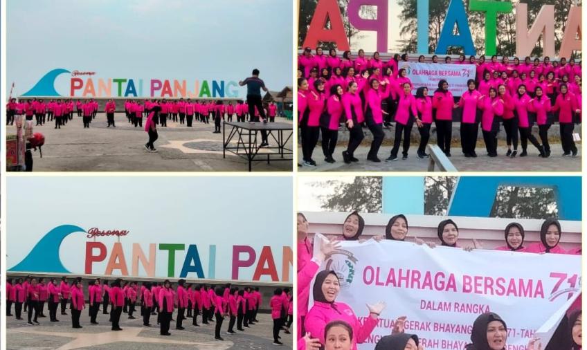 Sambut HKGB ke 71, Pengurus Daerah Bhayangkari Bengkulu Gelar Olahraga dan Bersih-Bersih Pantai Bersama 